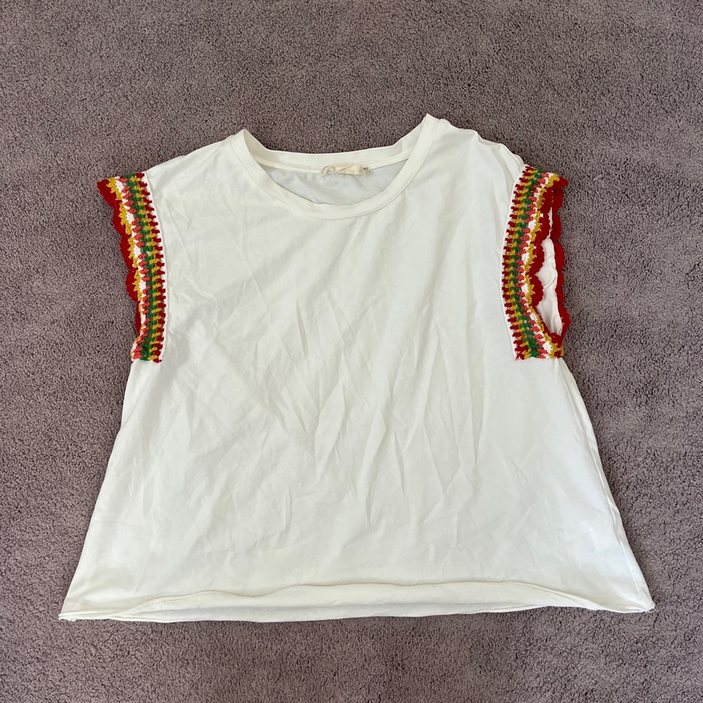 Altar'd State crochet sleeve crop tee